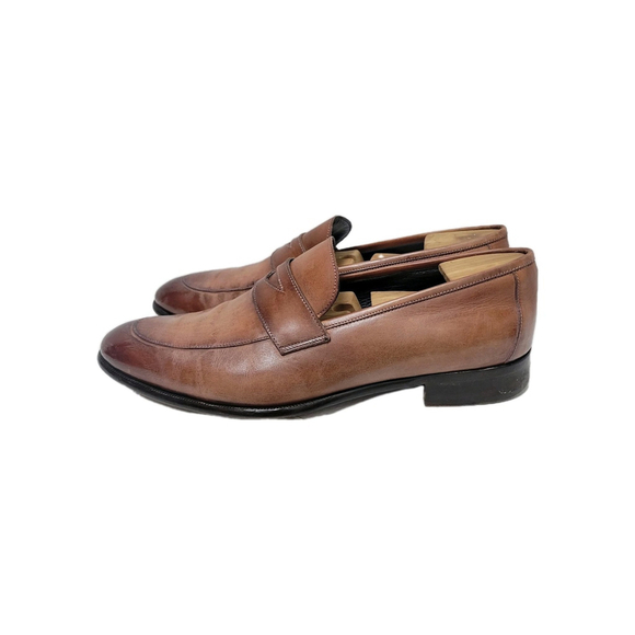 Paul Evans Stewart Handcrafted Leather Penny Brown Loafers Italian Made Men\'s 13 main image 9